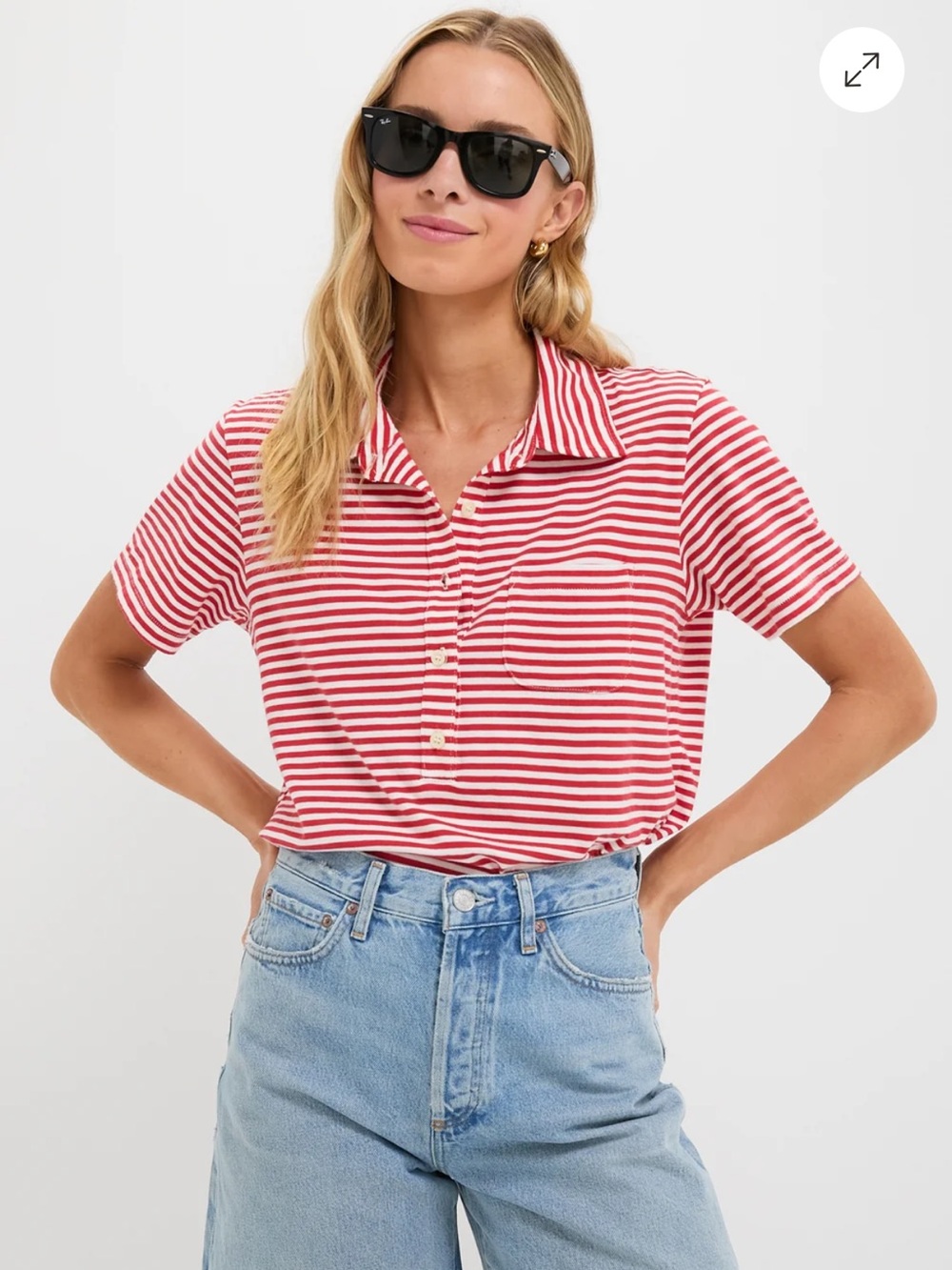 The Great Sun Cherry Stripe The Lacrosse Polo Size 1